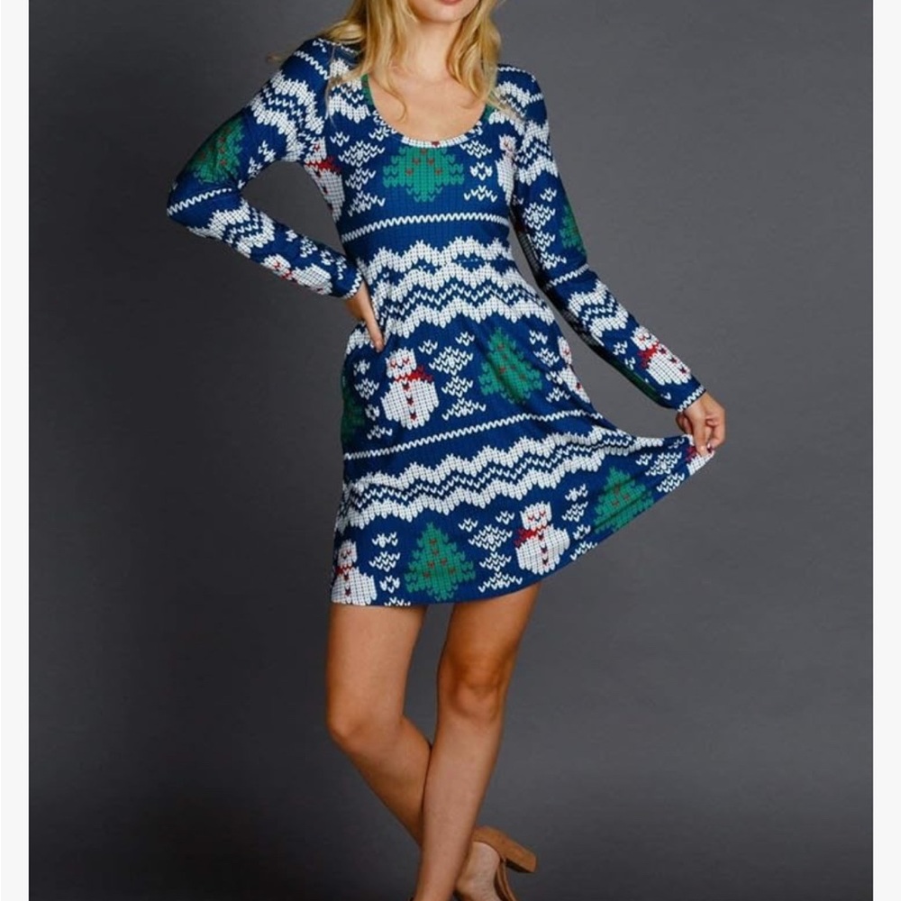 Christmas Skater Dress Eggnog Aficionado Snowman Print